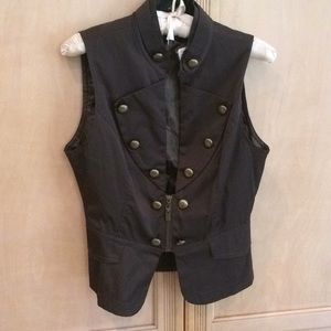 Brown Satin Vest w/Brass Buttons